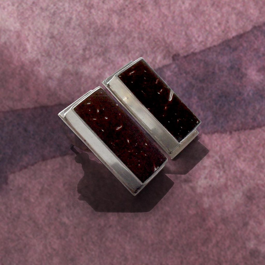 Ohrstecker Silber Kokos eckig