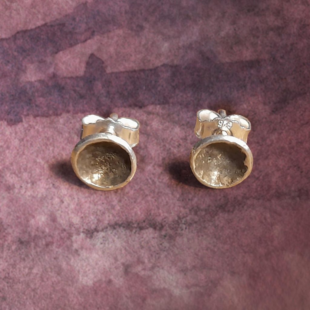 Ohrstecker Silber_rund_Schale_braun