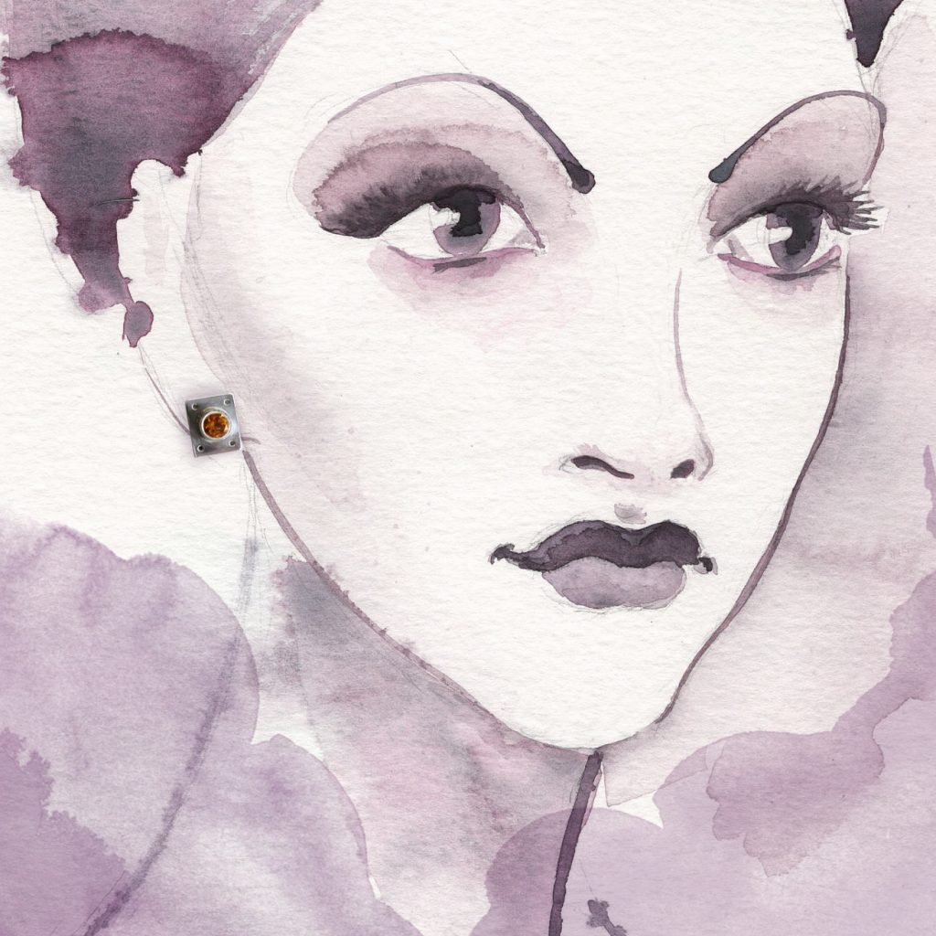 Ohrstecker Silber Citrin gold eckig Dame