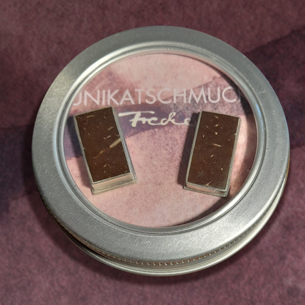 Ohrstecker Silber Kokos eckig_in Dose