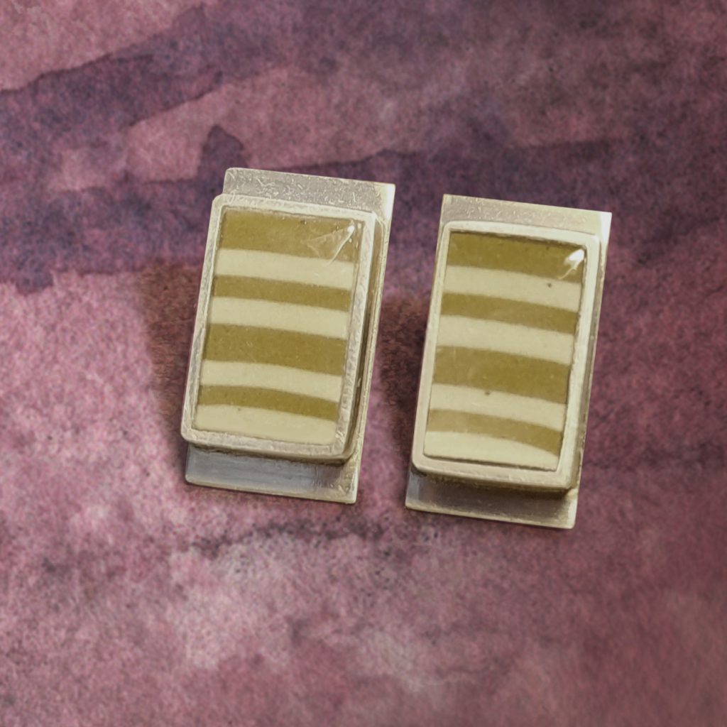 Ohrstecker Silber Porzellan hell dunkel gestreift