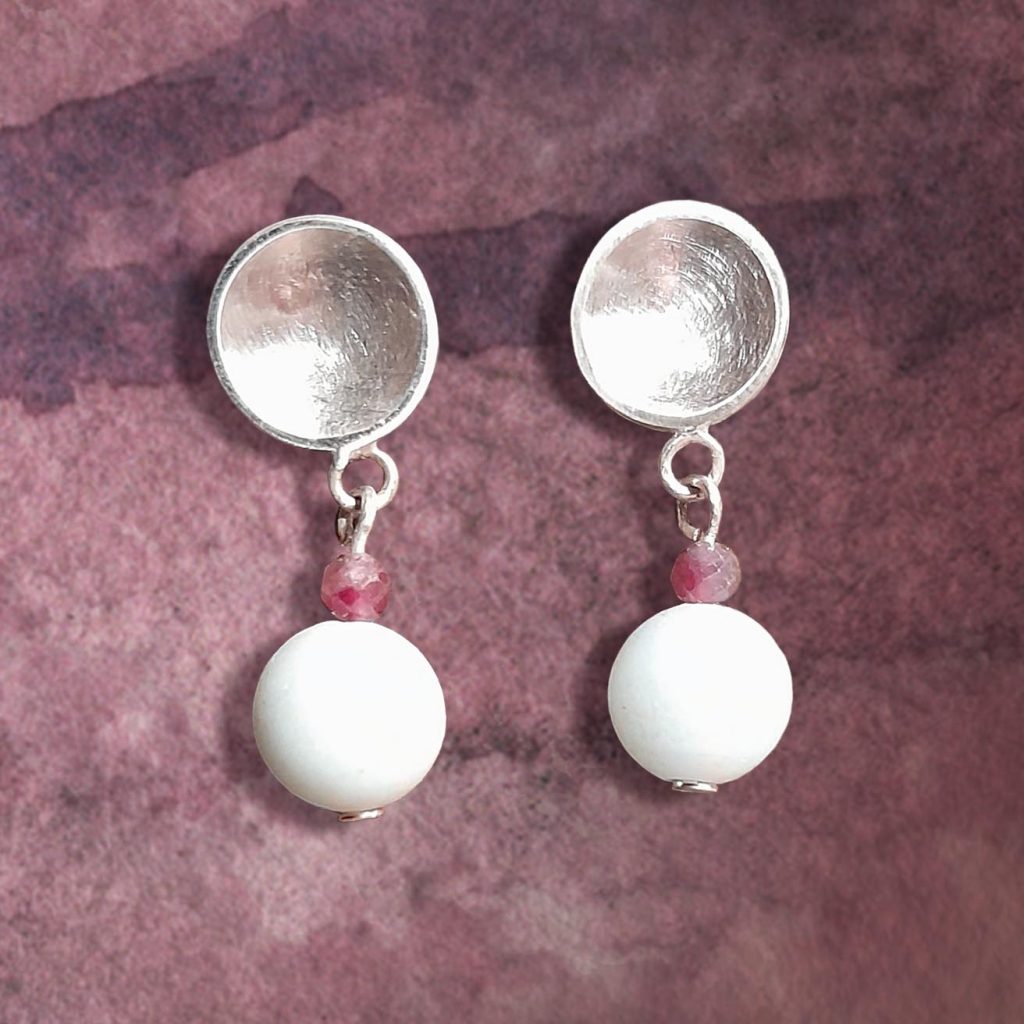 Ohrstecker Amazonit Silber Turmalin rund