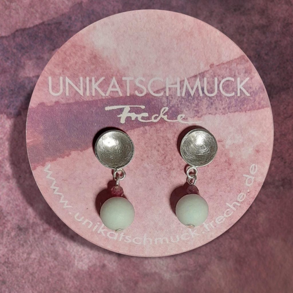 Ohrstecker Amazonit Silber Turmalin rund