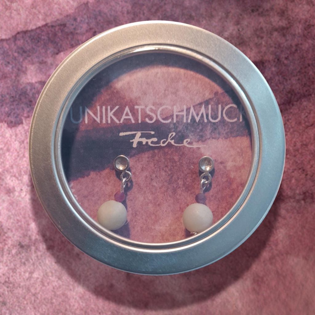 Ohrstecker rund Aquamarin Silber Turmalin in Dose