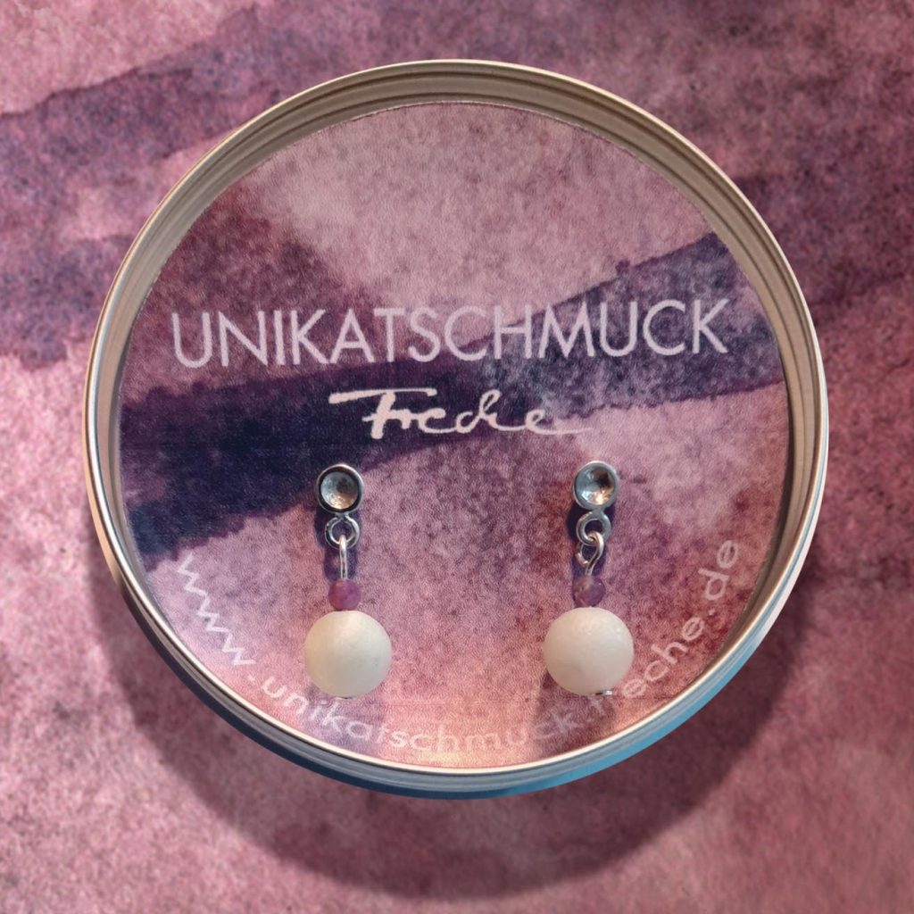 Ohrstecker rund Amazonit Silber Turmalin klein