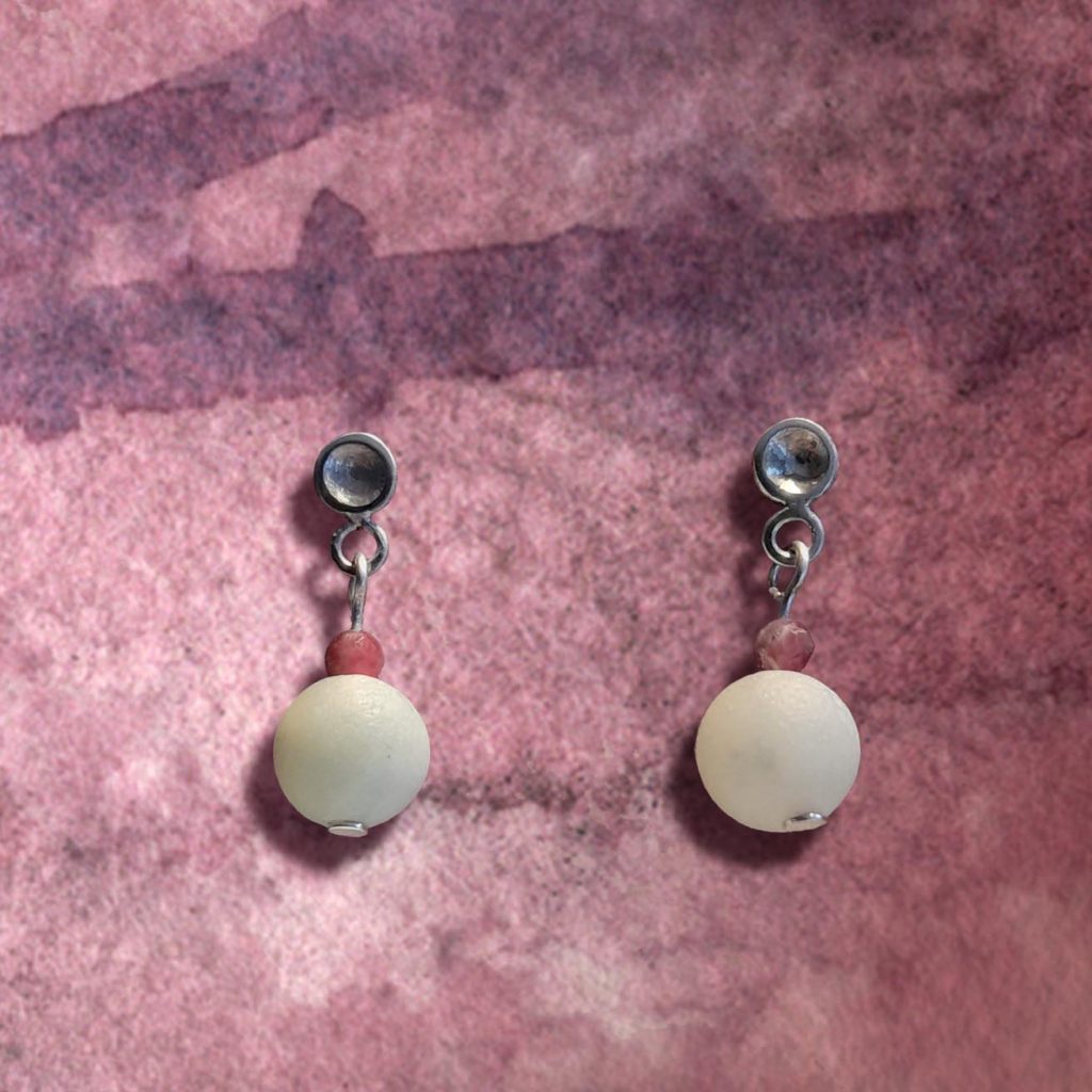 Ohrstecker rund Amazonit Silber Turmalin klein