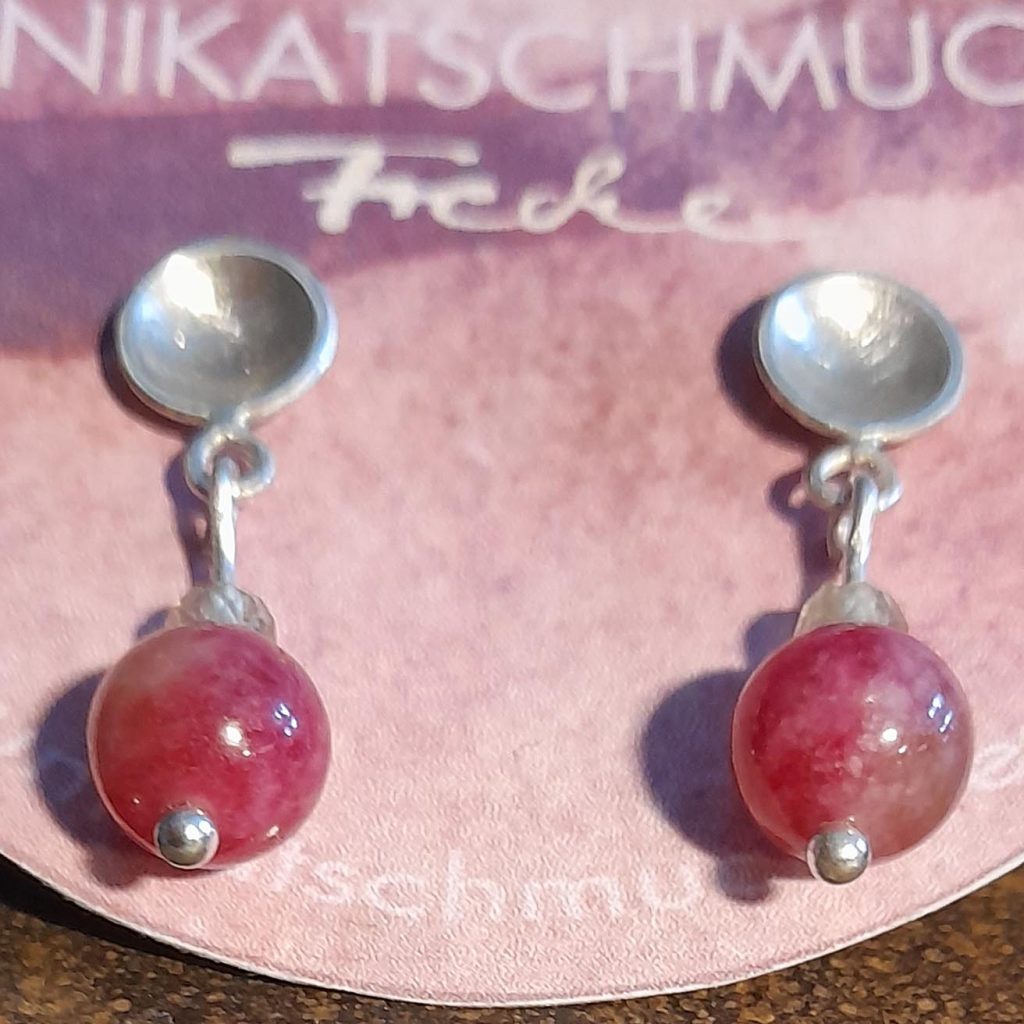 Ohrstecker Silber rund Peridot Watermelonturmalin