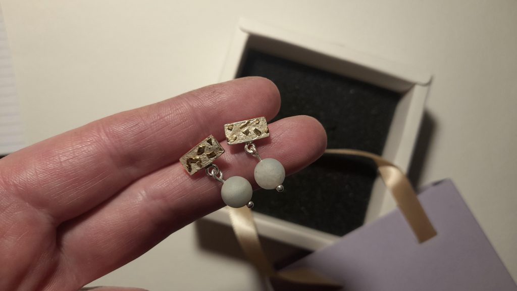 Ohrstecker Silber Gold Amazomit 6