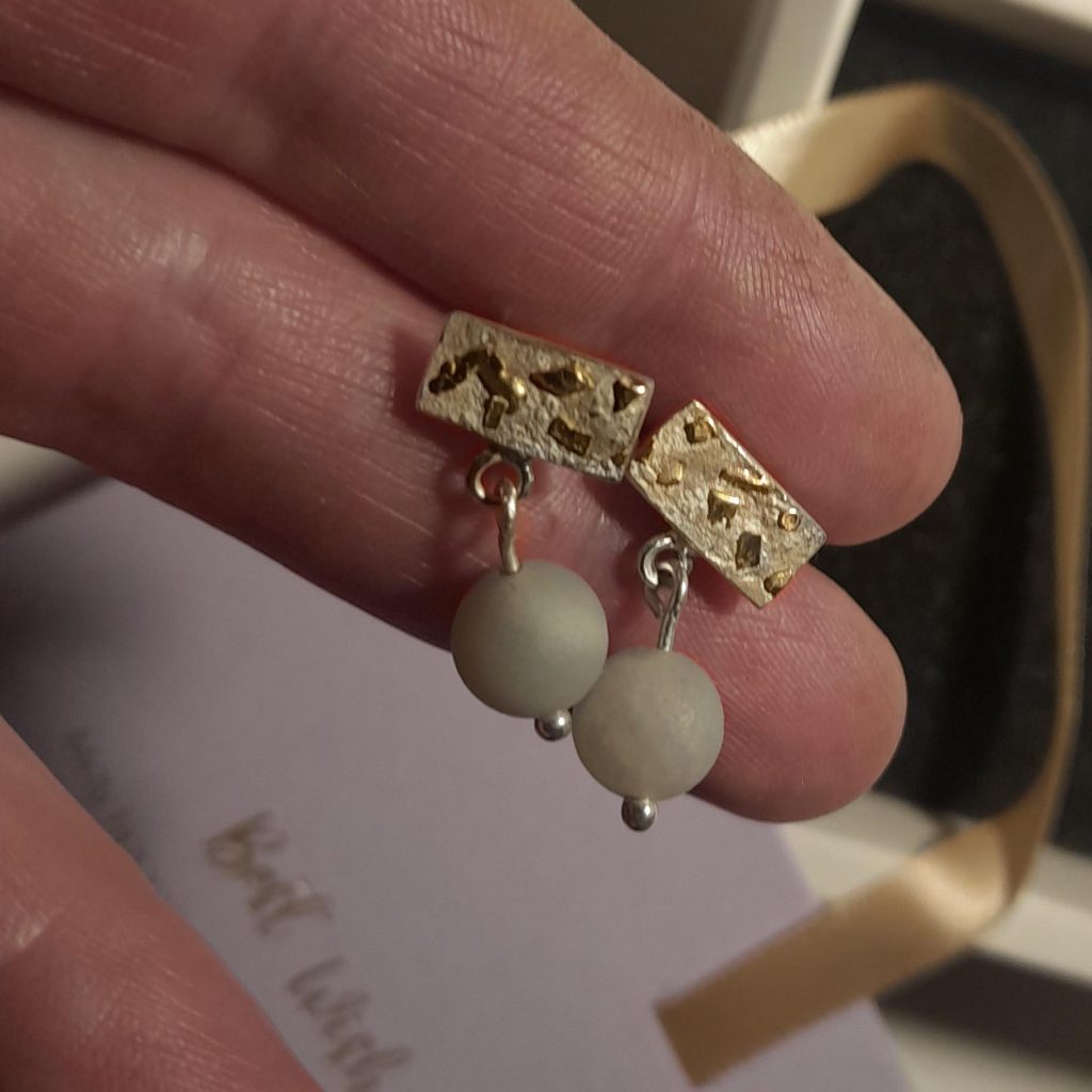 Ohrstecker Silber Gold Amazonit 7