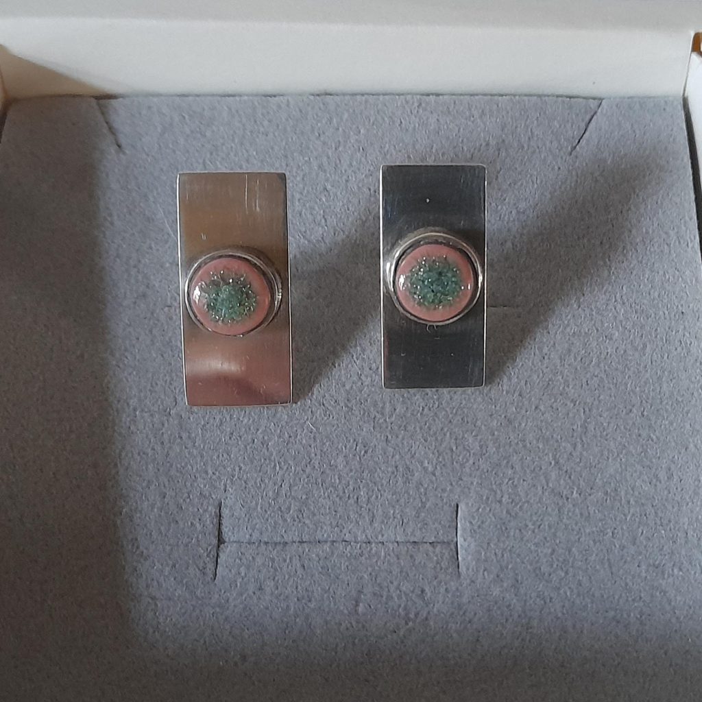 Ohrstecker Silber Ohrstecker Krakelee grün1