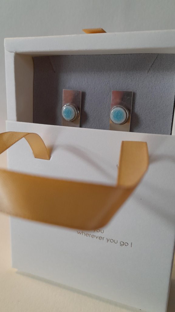 Ohrstecker Silber eckig Porzellan Krakelee rund