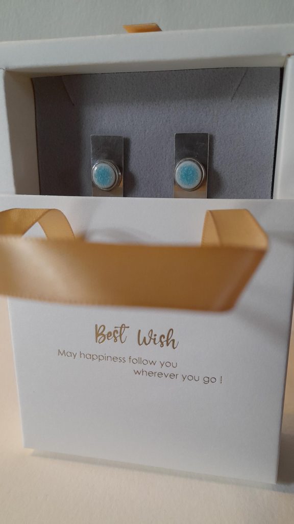 Ohrstecker Silber eckig Porzellan Krakelee rund