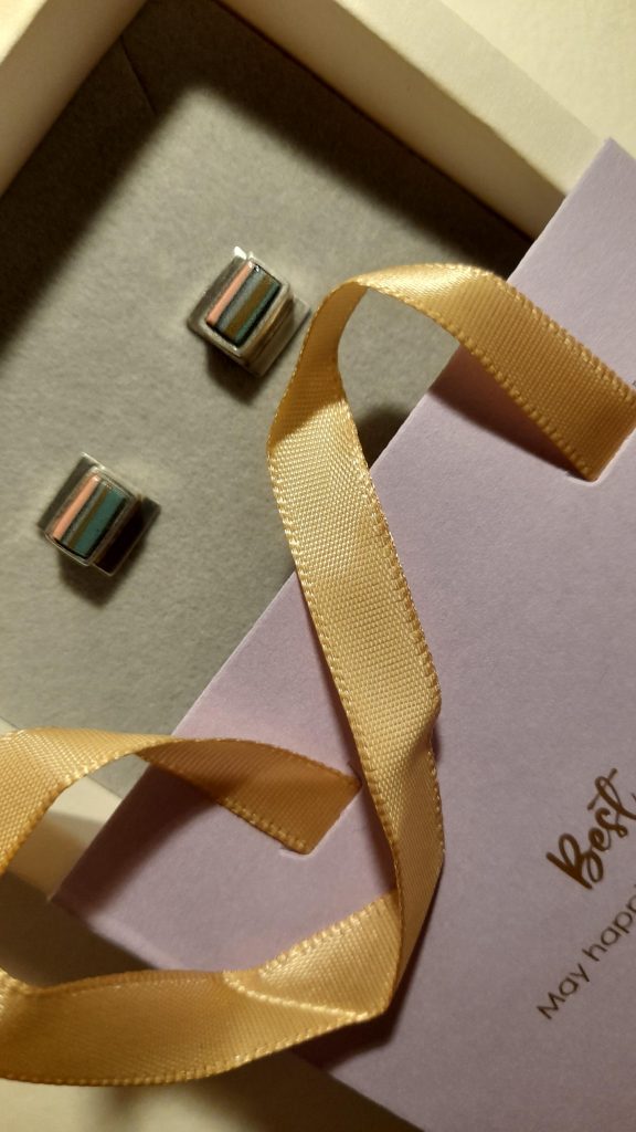 Ohrstecker Porzellan Silber gestreift klein_7