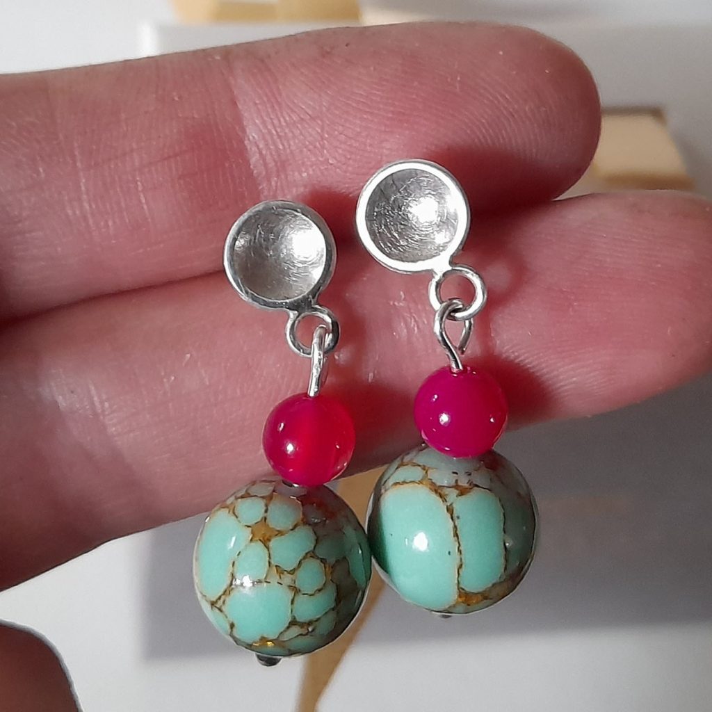 Ohrstecker Silber rund Türkis Achat