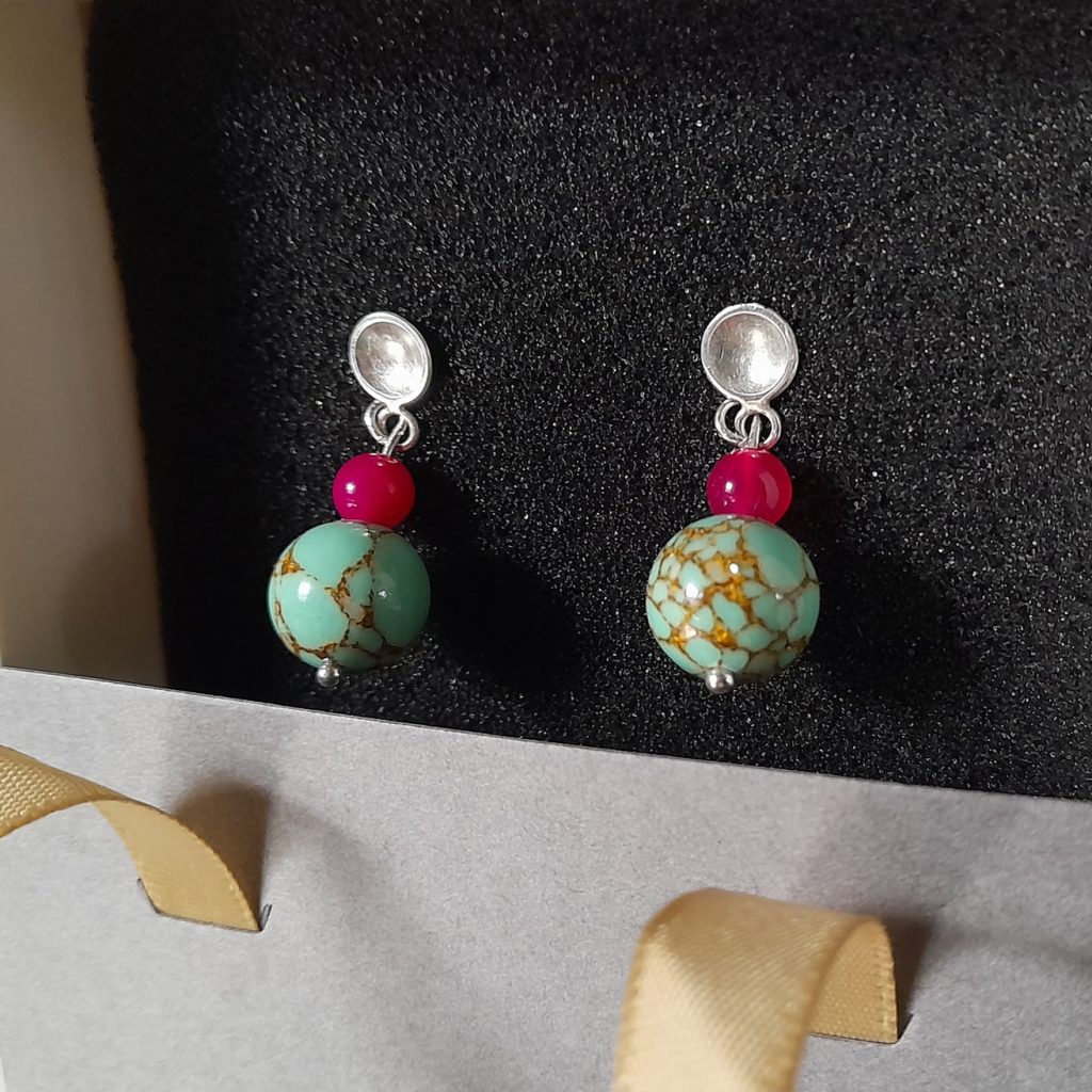 Ohrstecker Silber rund Türkis Achat