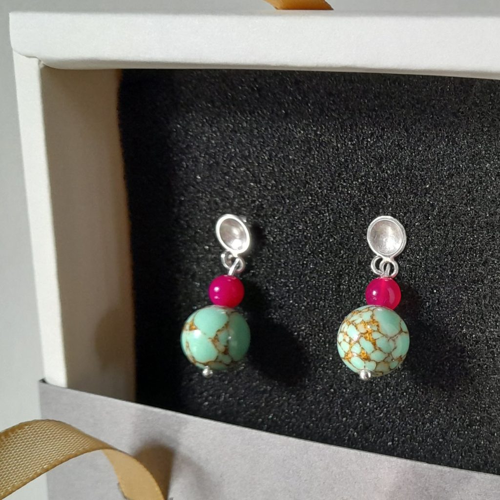 Ohrstecker Silber rund Türkis Achat