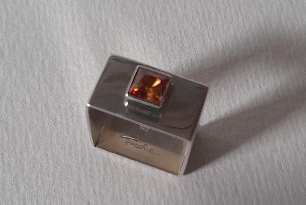 Ring Citrin 6mm Quadrat eckig