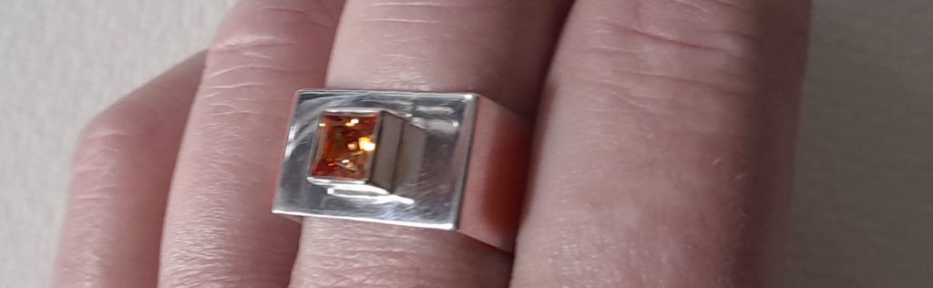 Ring Citrin 6mm Ring eckig