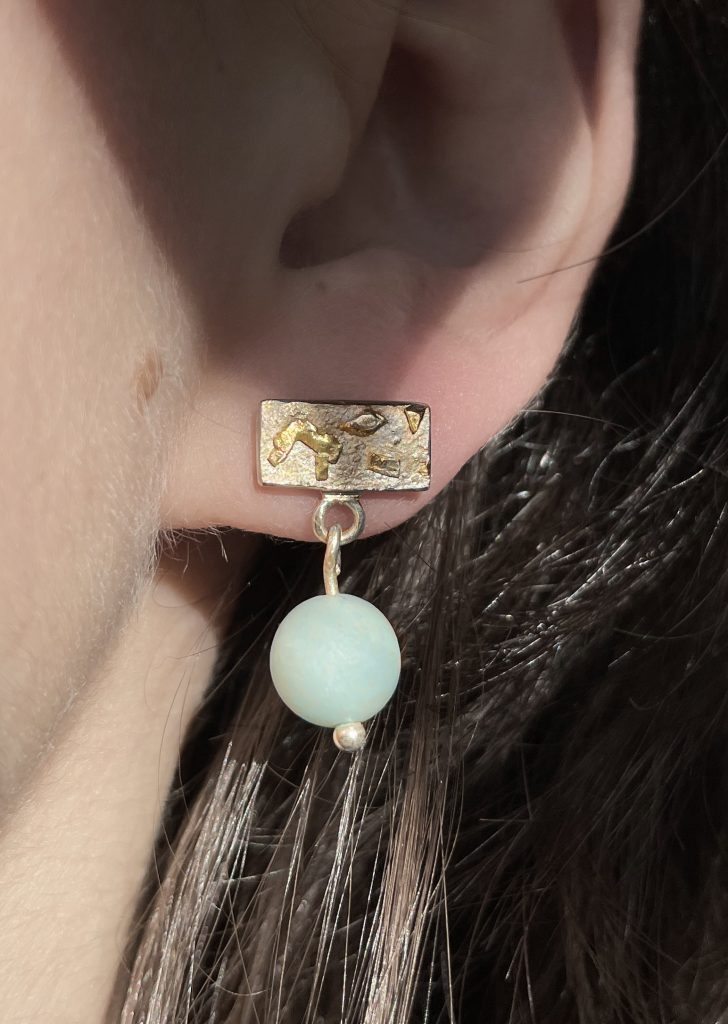 Ohrstecker Gold Silber Amazonit