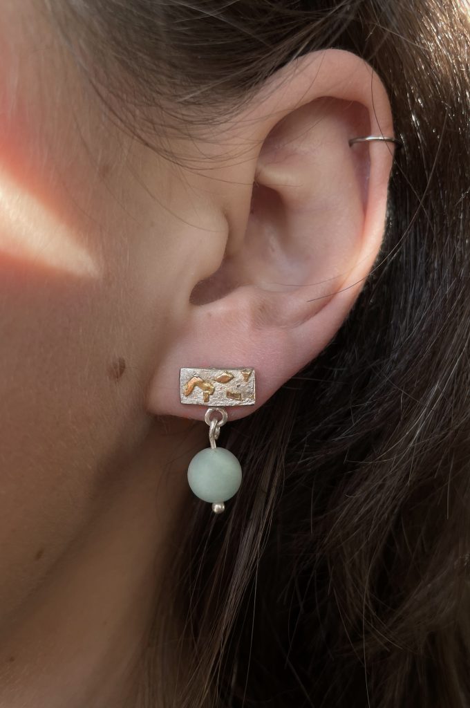 Ohrstecker Gold Silber Amazonit